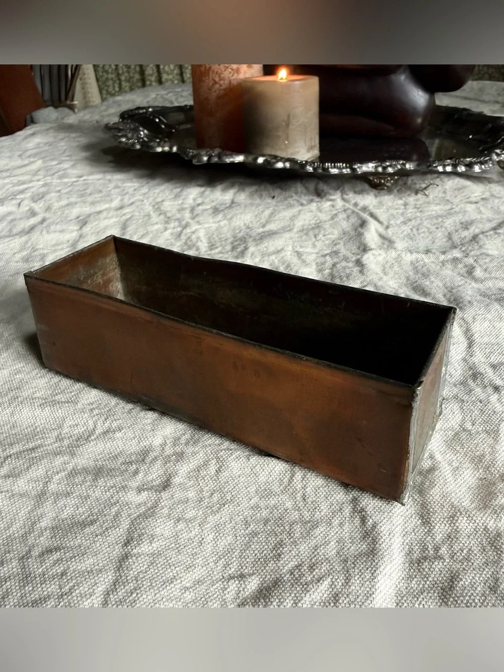 Vintage Copper Rectangular Succulent Planter